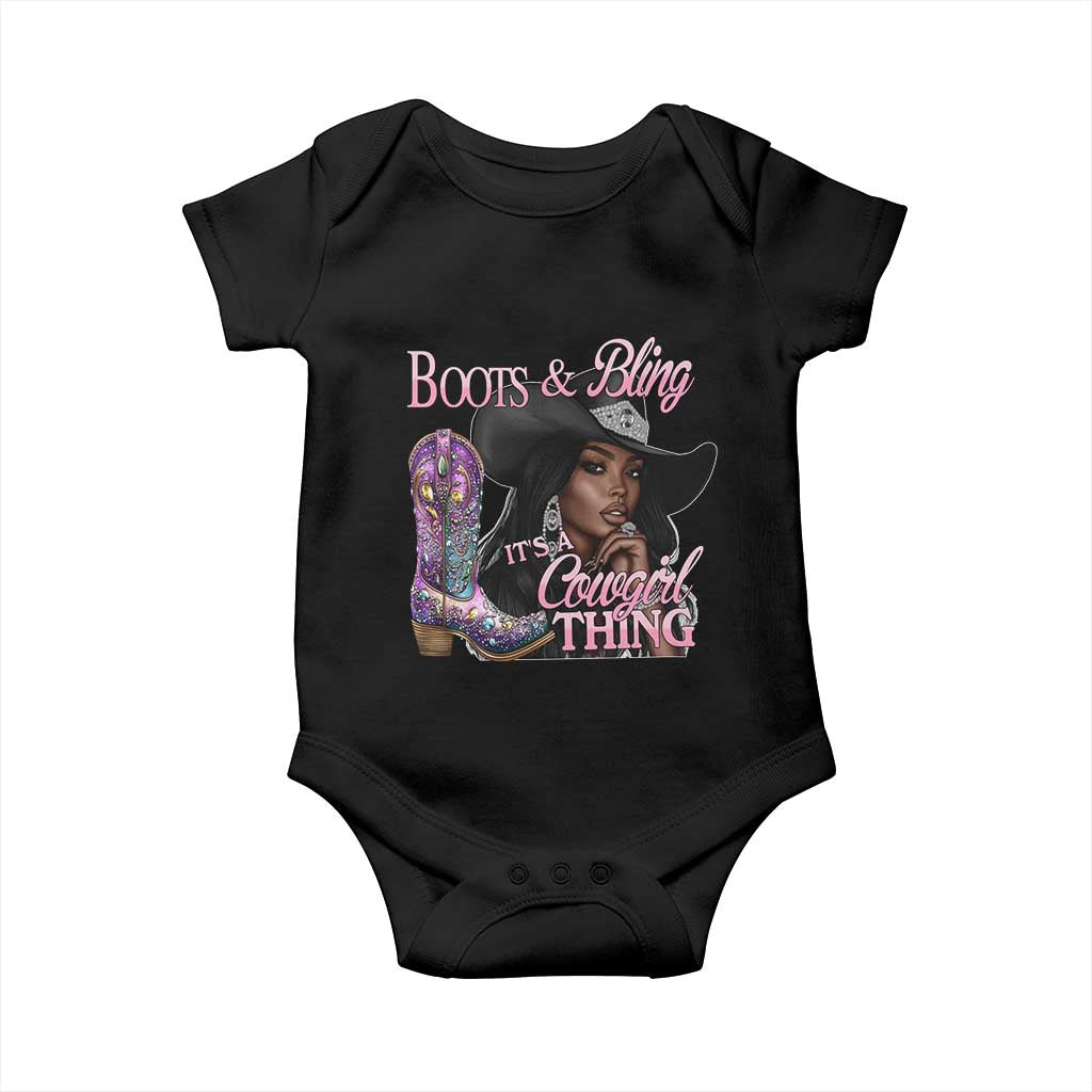 Melanin Cowgirl Boots & Bling Baby Onesie It's A Cowgirl Thing Black Girls