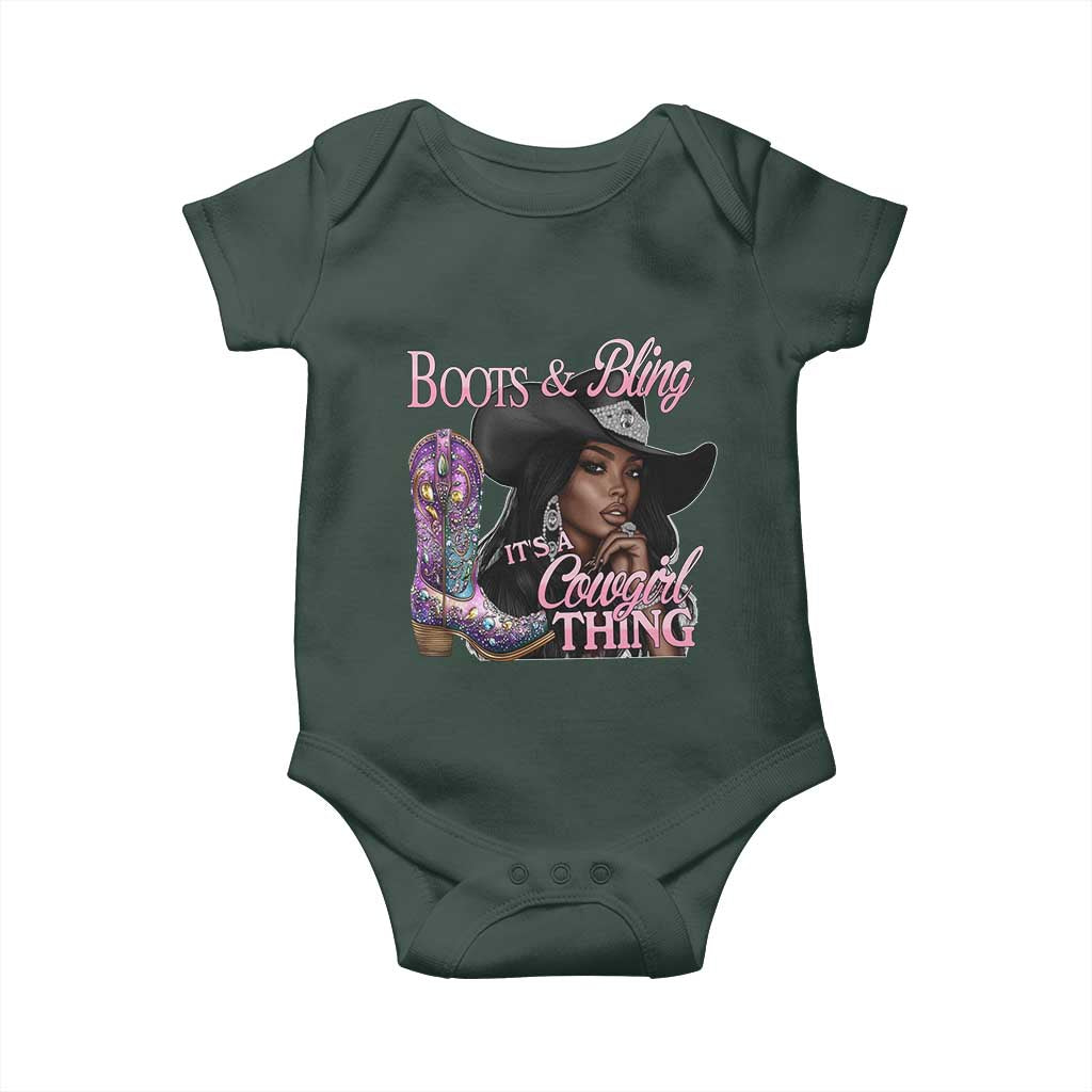 Melanin Cowgirl Boots & Bling Baby Onesie It's A Cowgirl Thing Black Girls