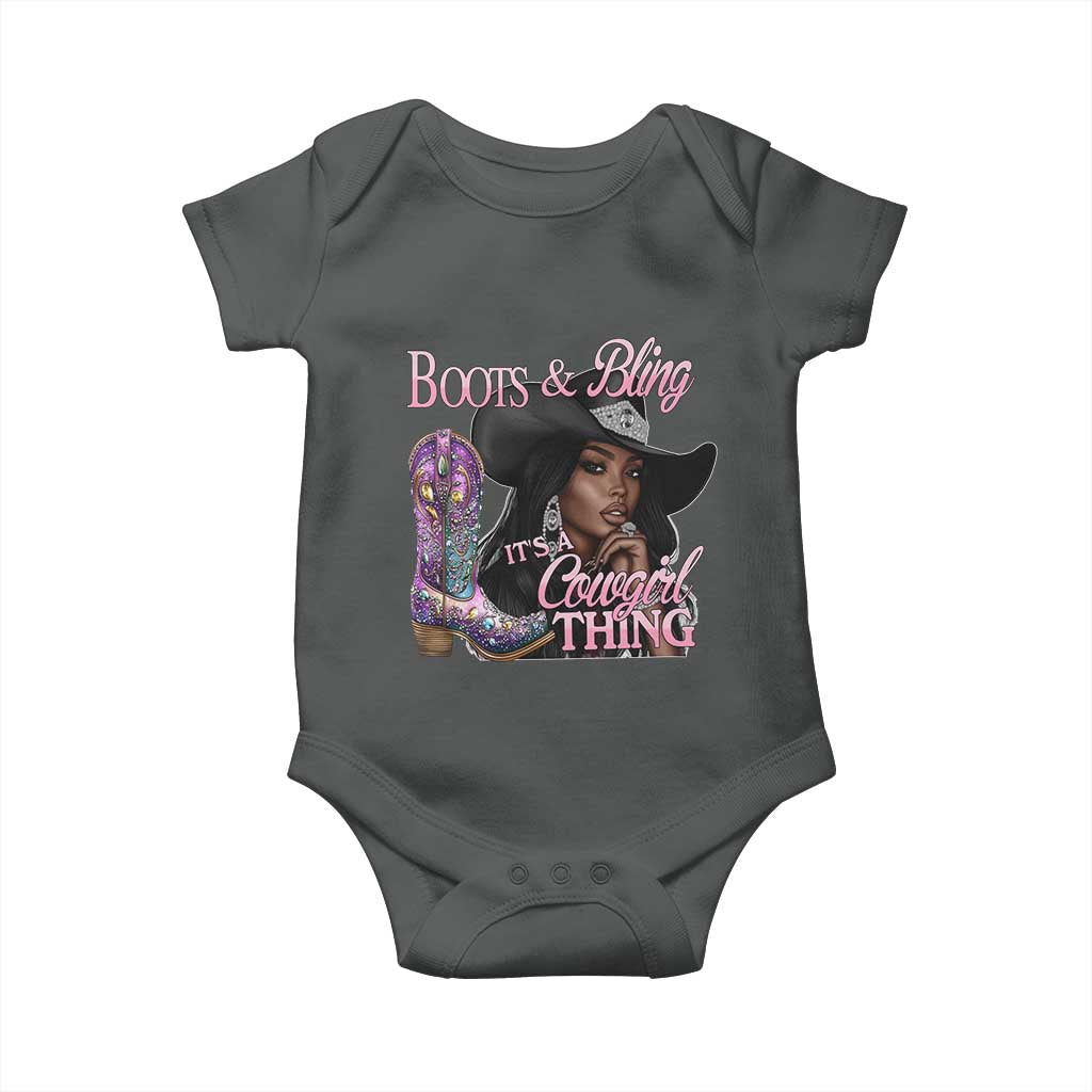 Melanin Cowgirl Boots & Bling Baby Onesie It's A Cowgirl Thing Black Girls