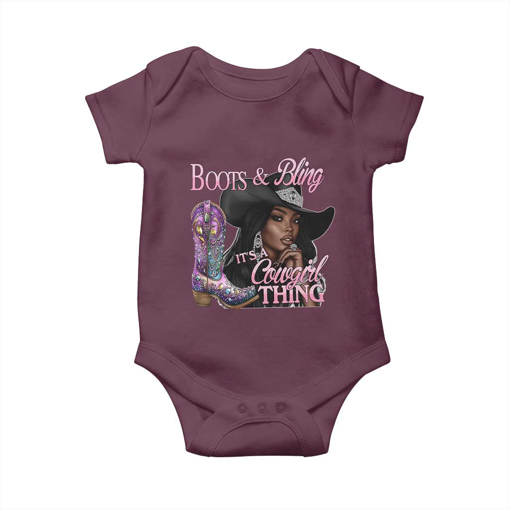 Melanin Cowgirl Boots & Bling Baby Onesie It's A Cowgirl Thing Black Girls
