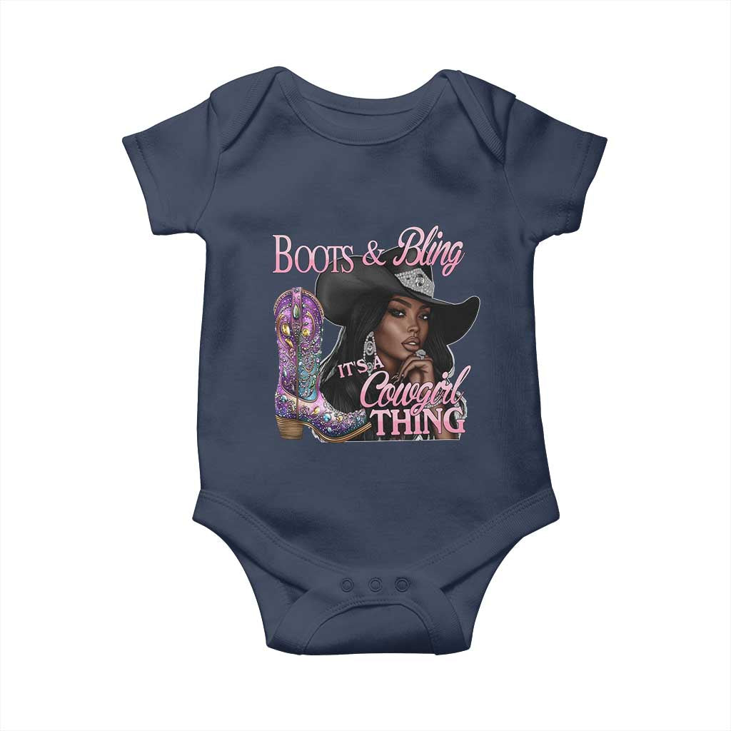 Melanin Cowgirl Boots & Bling Baby Onesie It's A Cowgirl Thing Black Girls