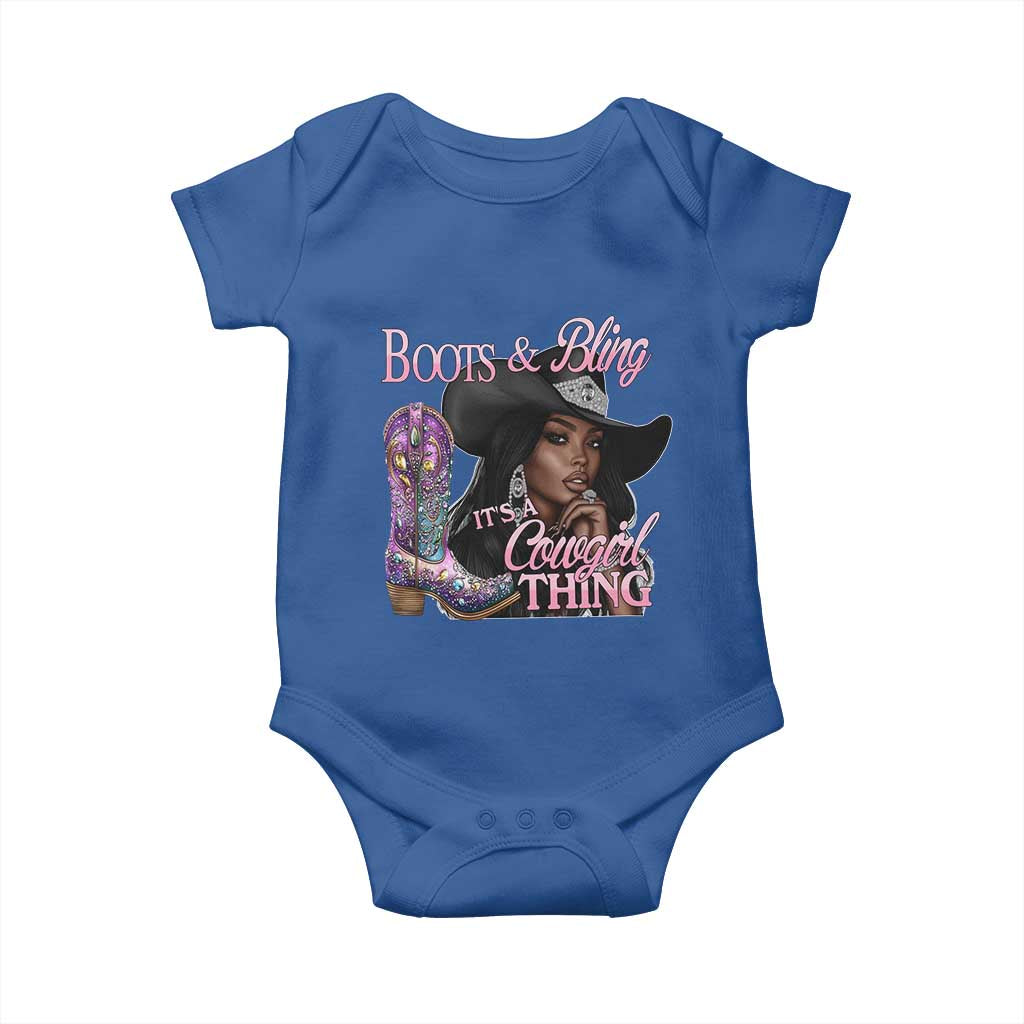Melanin Cowgirl Boots & Bling Baby Onesie It's A Cowgirl Thing Black Girls