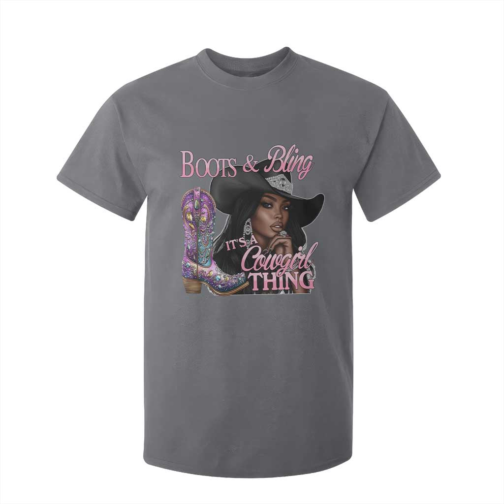 Melanin Cowgirl Boots & Bling T Shirt For Kid It's A Cowgirl Thing Black Girls