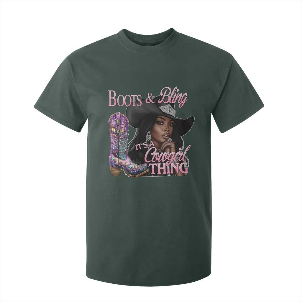 Melanin Cowgirl Boots & Bling T Shirt For Kid It's A Cowgirl Thing Black Girls