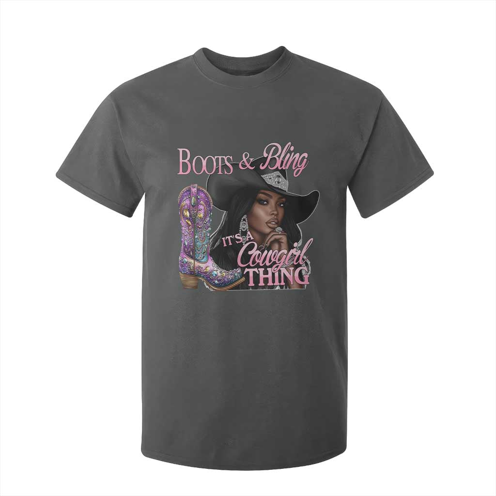 Melanin Cowgirl Boots & Bling T Shirt For Kid It's A Cowgirl Thing Black Girls