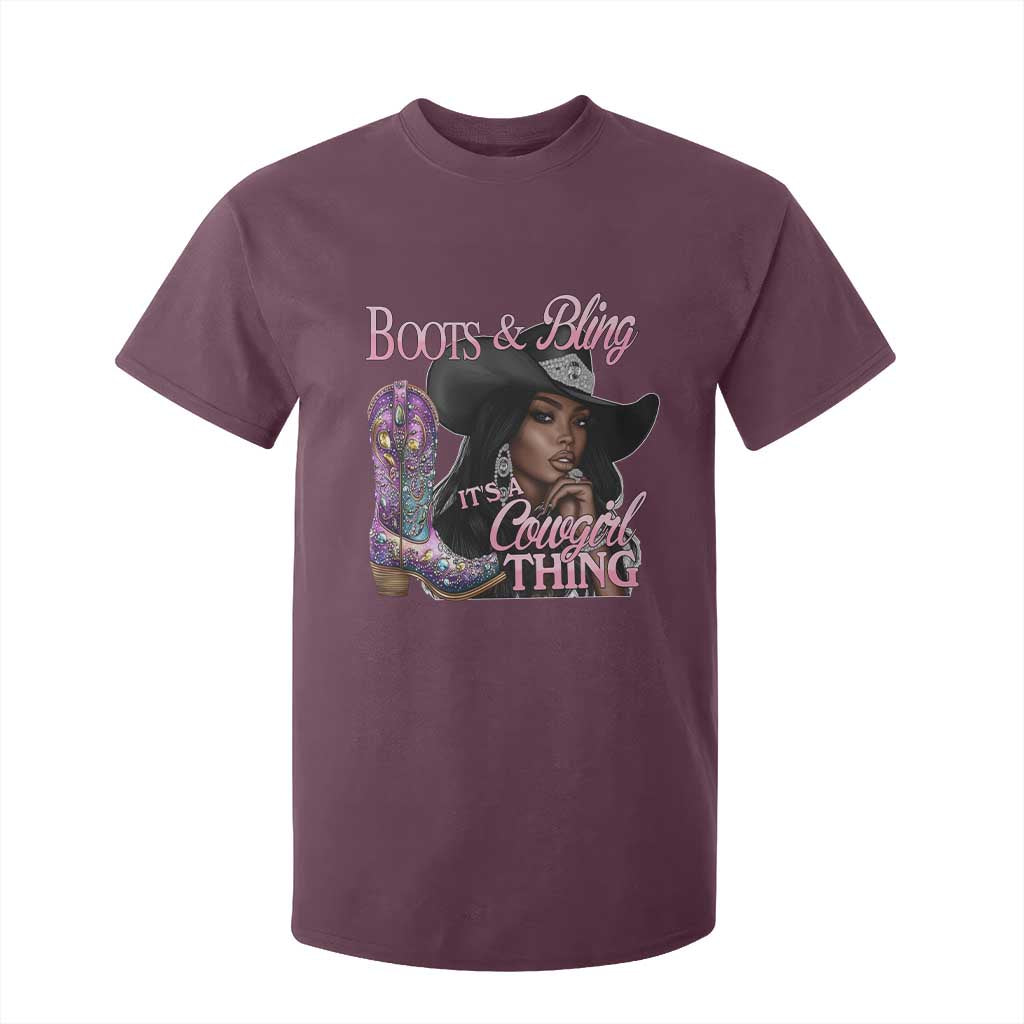 Melanin Cowgirl Boots & Bling T Shirt For Kid It's A Cowgirl Thing Black Girls