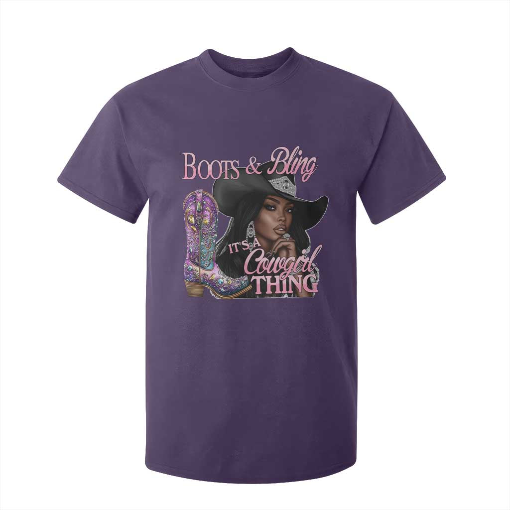 Melanin Cowgirl Boots & Bling T Shirt For Kid It's A Cowgirl Thing Black Girls