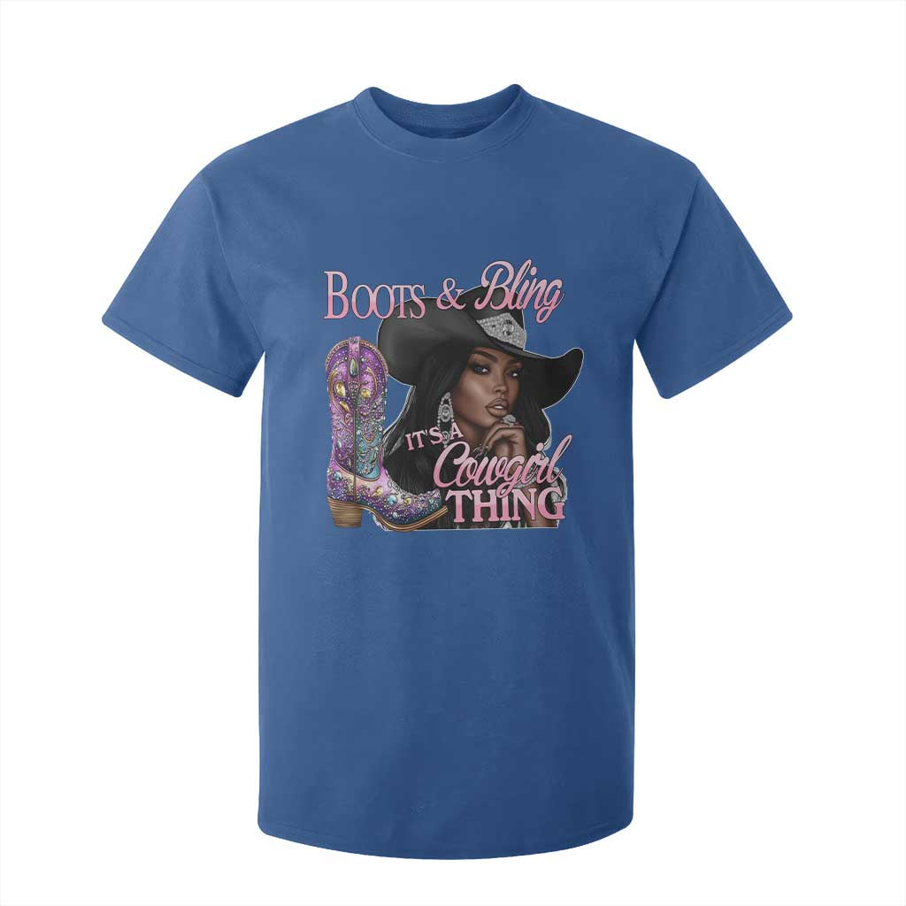 Melanin Cowgirl Boots & Bling T Shirt For Kid It's A Cowgirl Thing Black Girls