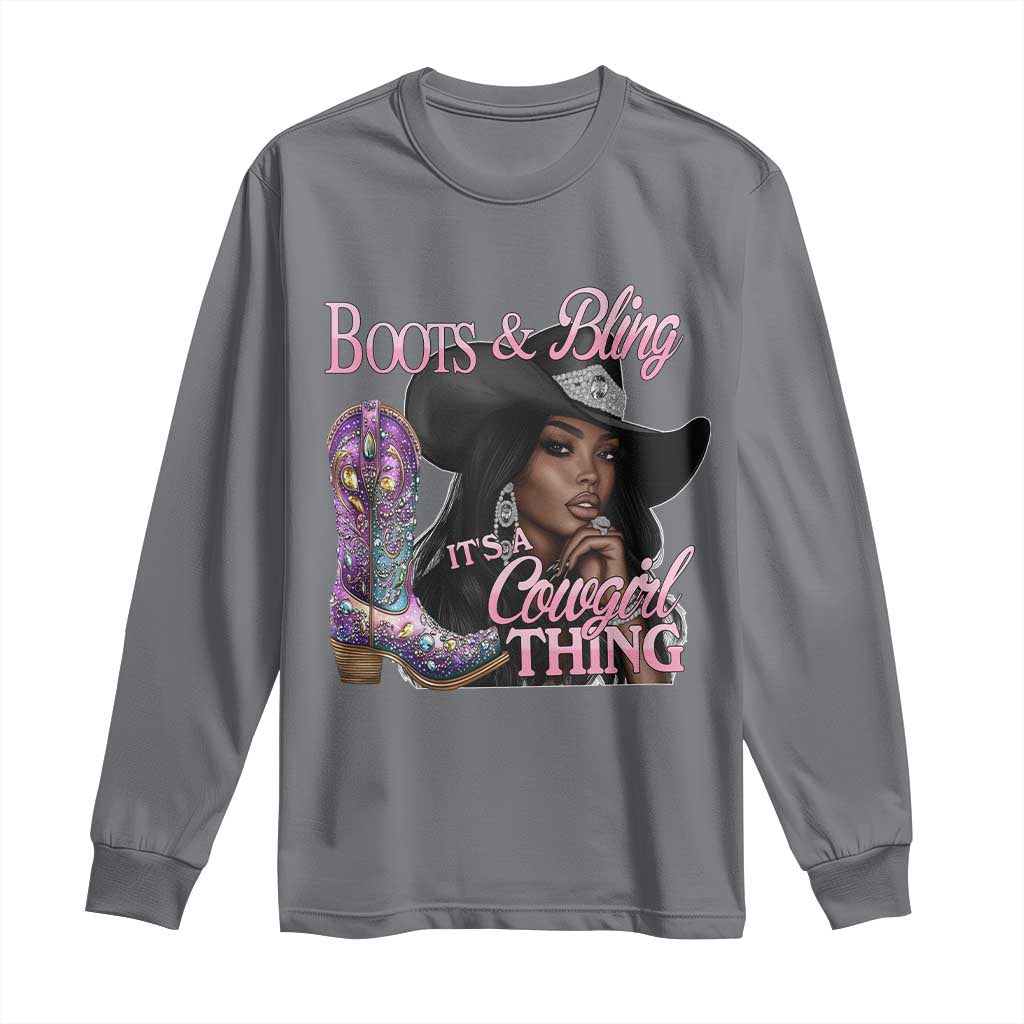 Melanin Cowgirl Boots & Bling Long Sleeve Shirt It's A Cowgirl Thing Black Girls