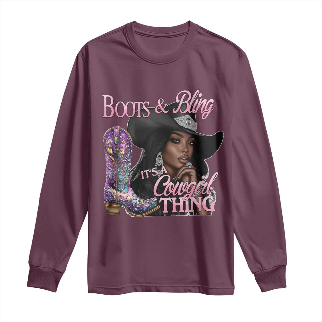 Melanin Cowgirl Boots & Bling Long Sleeve Shirt It's A Cowgirl Thing Black Girls