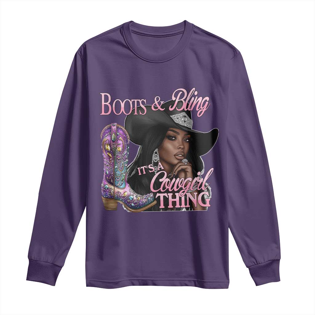 Melanin Cowgirl Boots & Bling Long Sleeve Shirt It's A Cowgirl Thing Black Girls