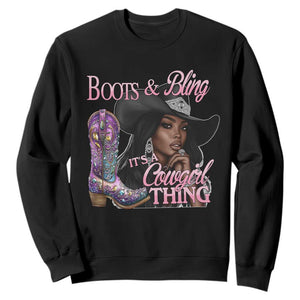Melanin Cowgirl Boots & Bling Sweatshirt It's A Cowgirl Thing Black Girls