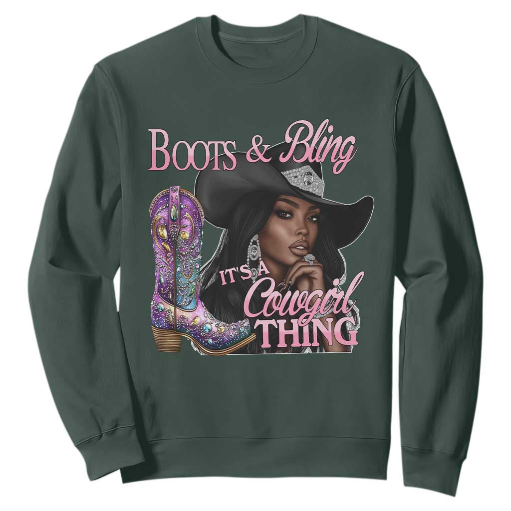 Melanin Cowgirl Boots & Bling Sweatshirt It's A Cowgirl Thing Black Girls