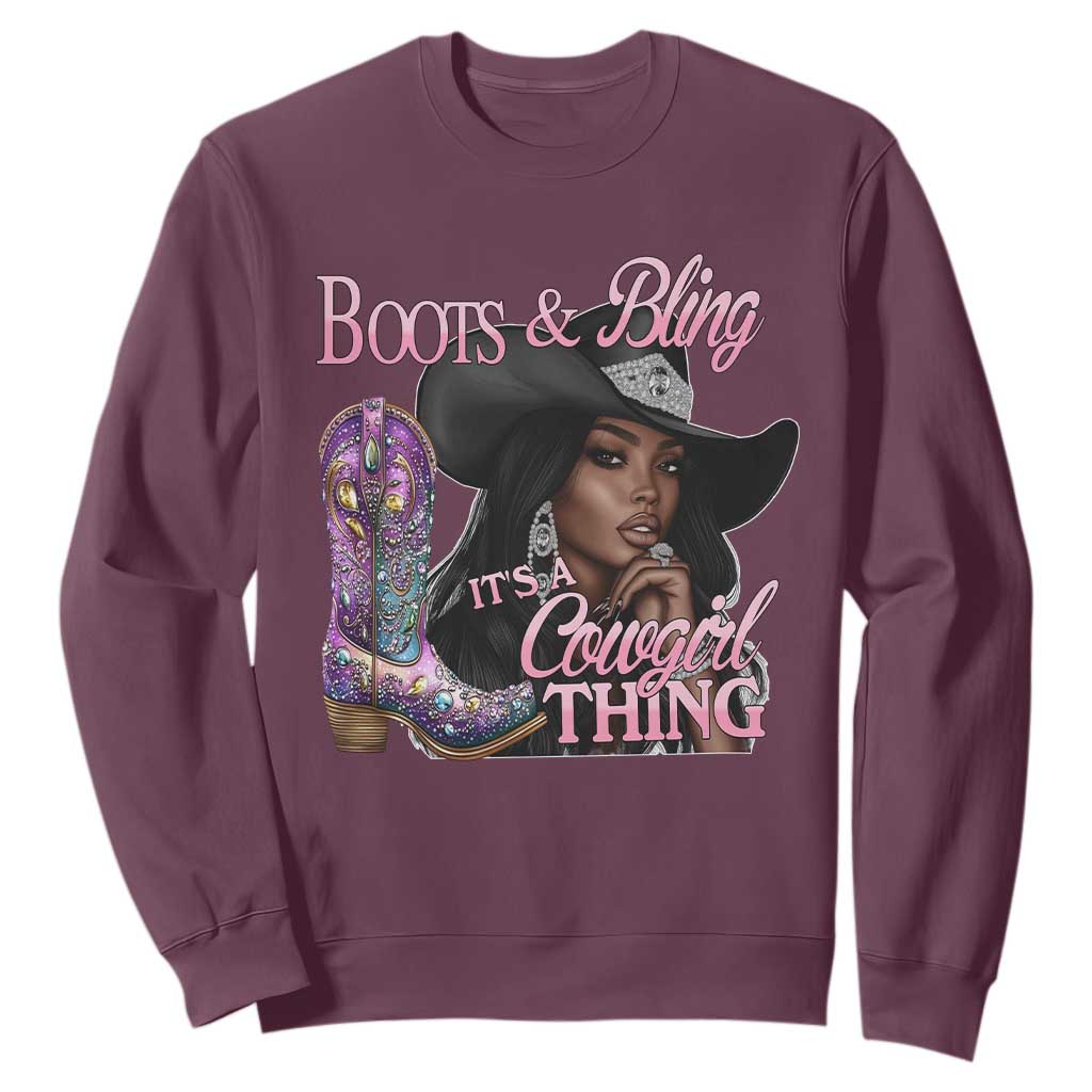 Melanin Cowgirl Boots & Bling Sweatshirt It's A Cowgirl Thing Black Girls