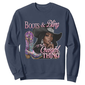 Melanin Cowgirl Boots & Bling Sweatshirt It's A Cowgirl Thing Black Girls