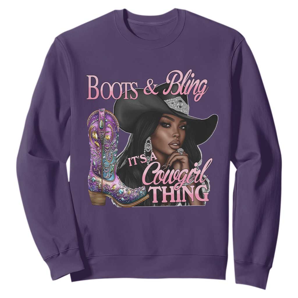 Melanin Cowgirl Boots & Bling Sweatshirt It's A Cowgirl Thing Black Girls