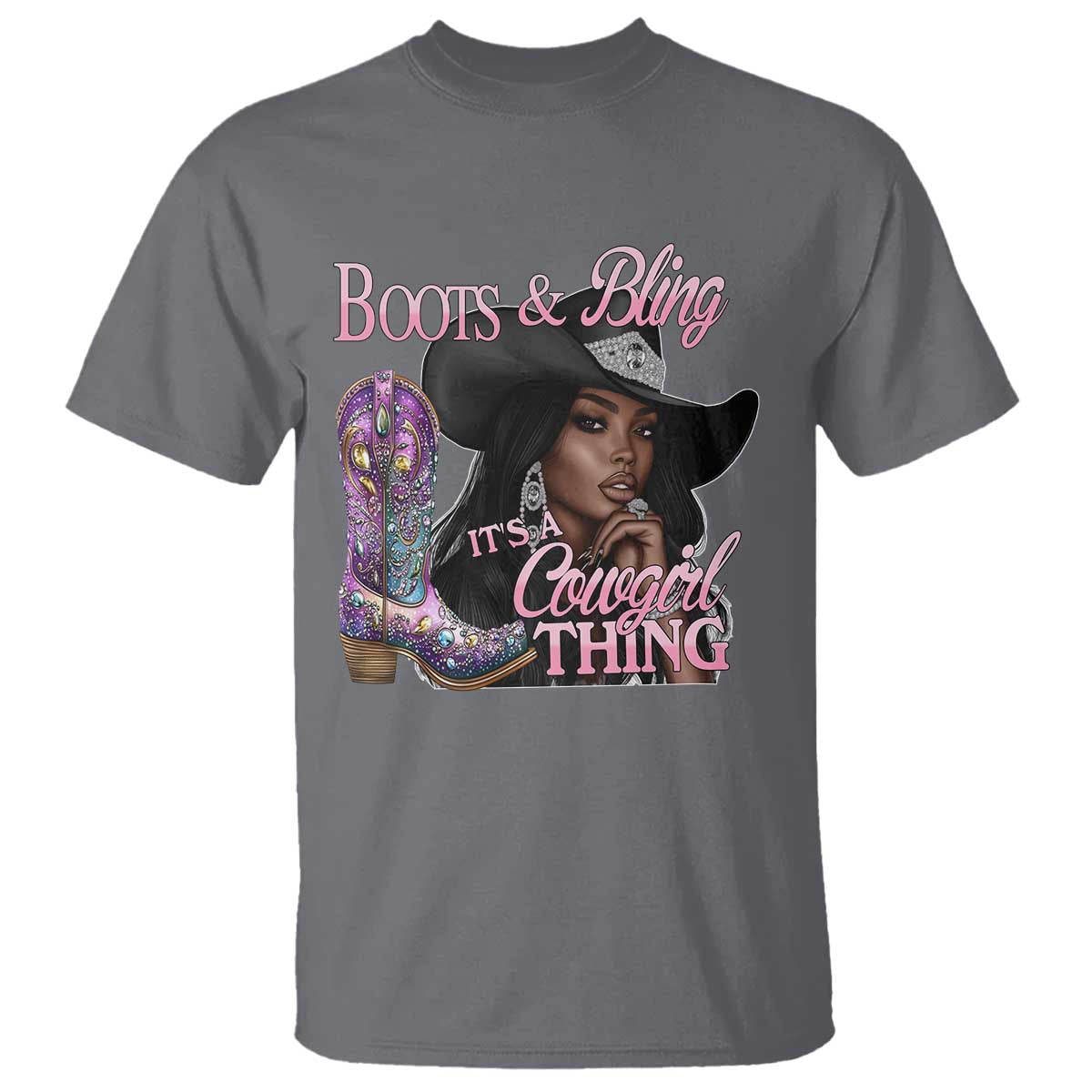 Melanin Cowgirl Boots & Bling T Shirt It's A Cowgirl Thing Black Girls