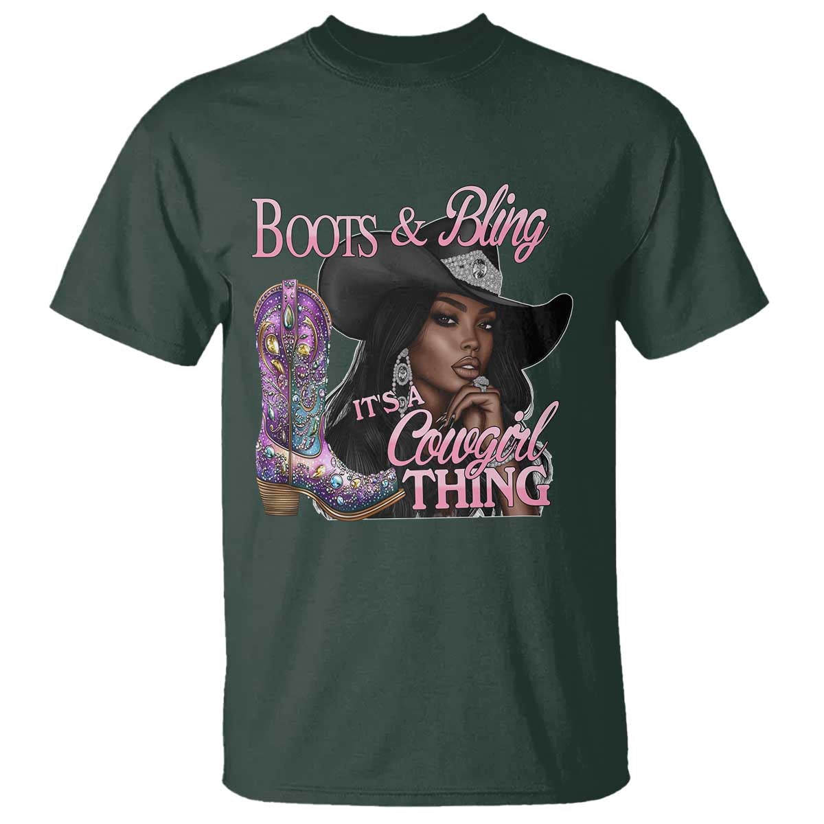 Melanin Cowgirl Boots & Bling T Shirt It's A Cowgirl Thing Black Girls
