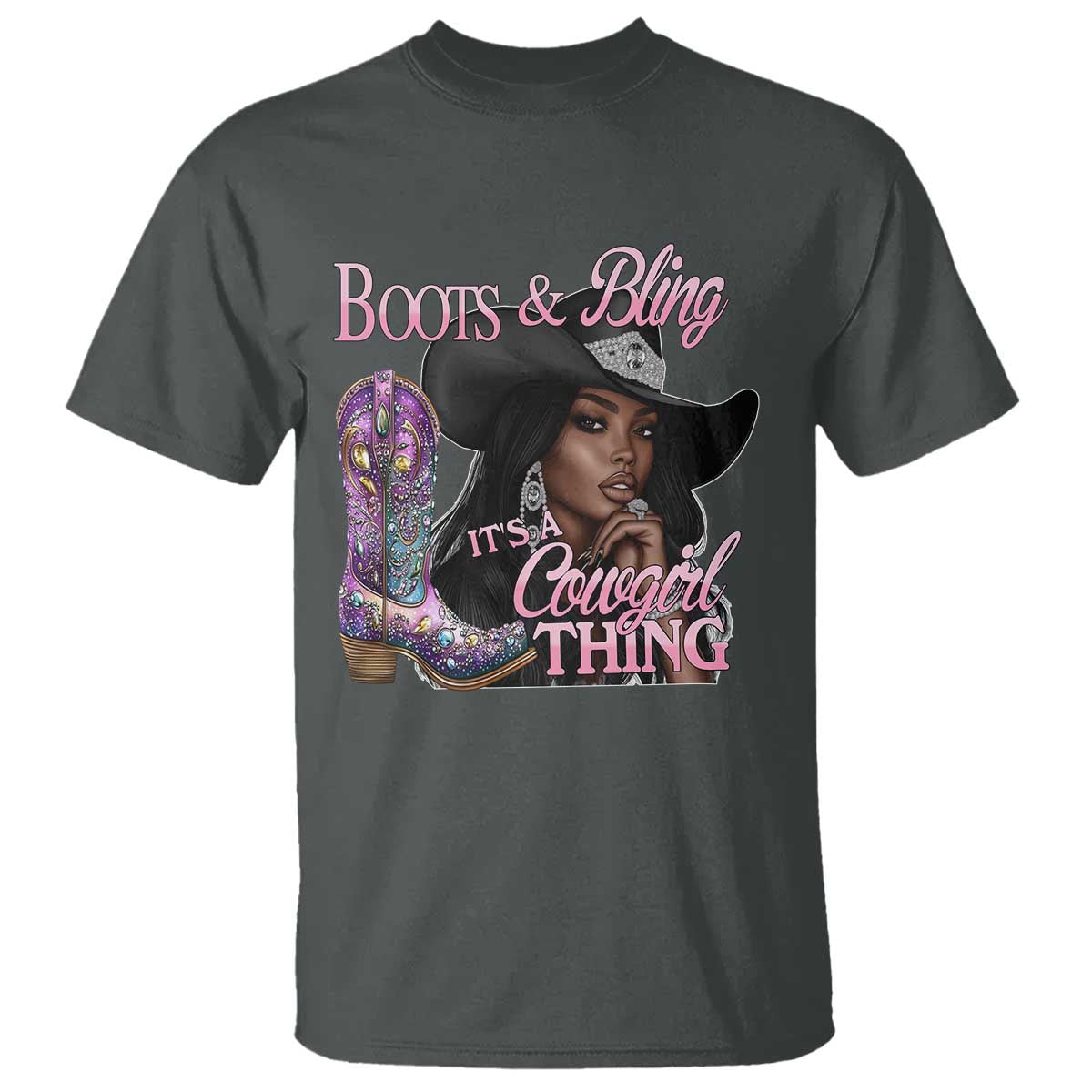 Melanin Cowgirl Boots & Bling T Shirt It's A Cowgirl Thing Black Girls