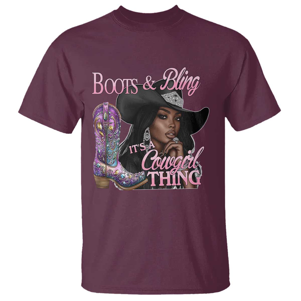 Melanin Cowgirl Boots & Bling T Shirt It's A Cowgirl Thing Black Girls