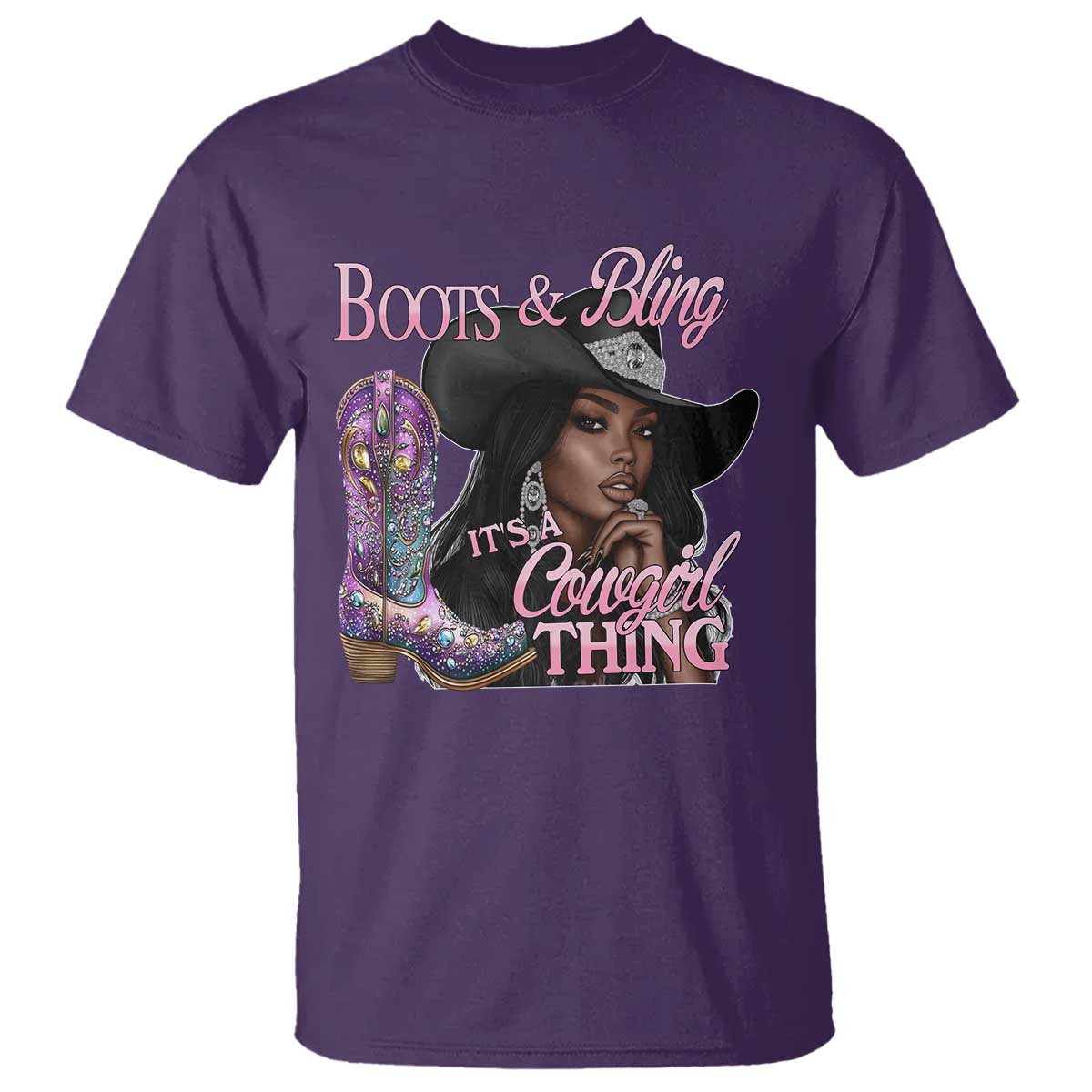 Melanin Cowgirl Boots & Bling T Shirt It's A Cowgirl Thing Black Girls