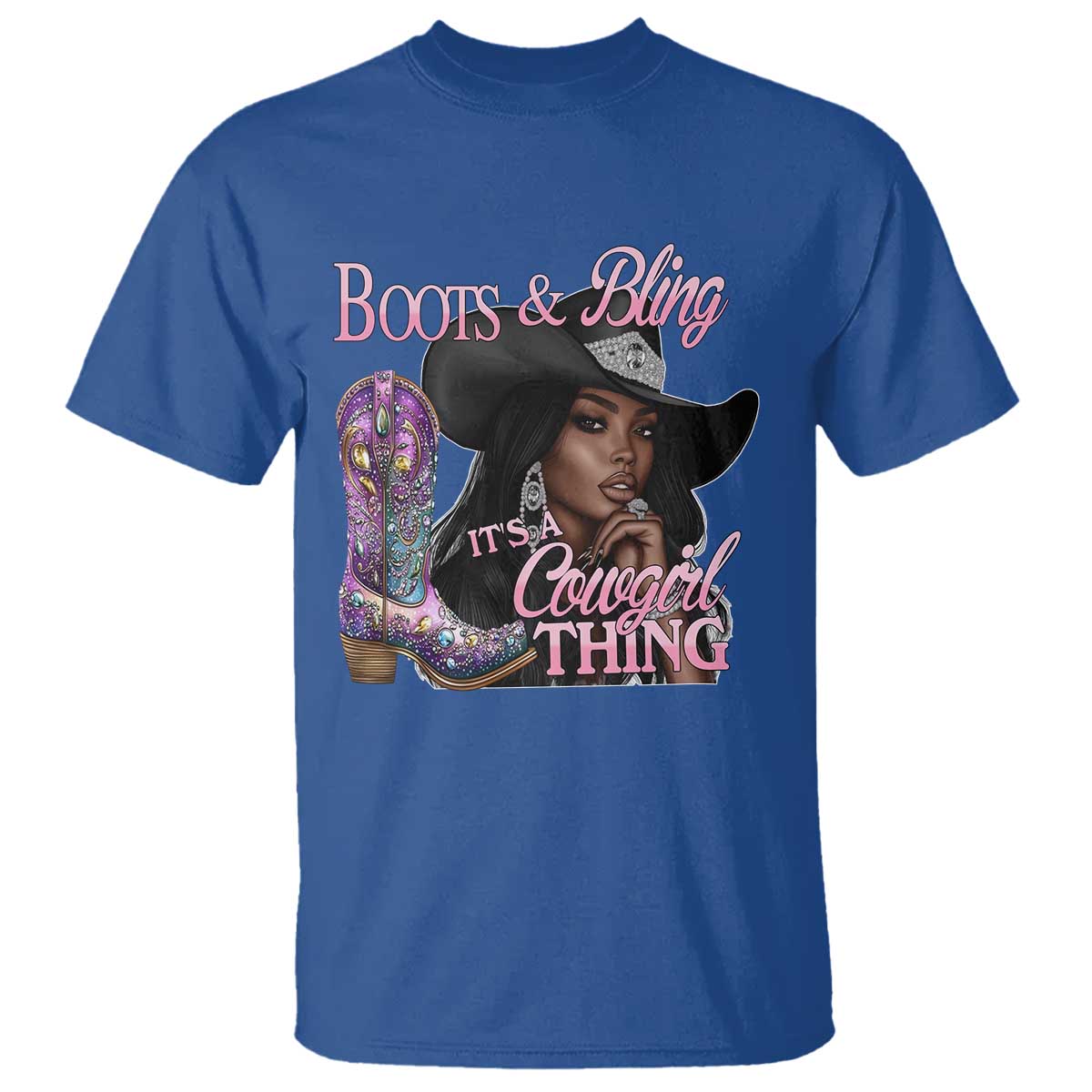 Melanin Cowgirl Boots & Bling T Shirt It's A Cowgirl Thing Black Girls