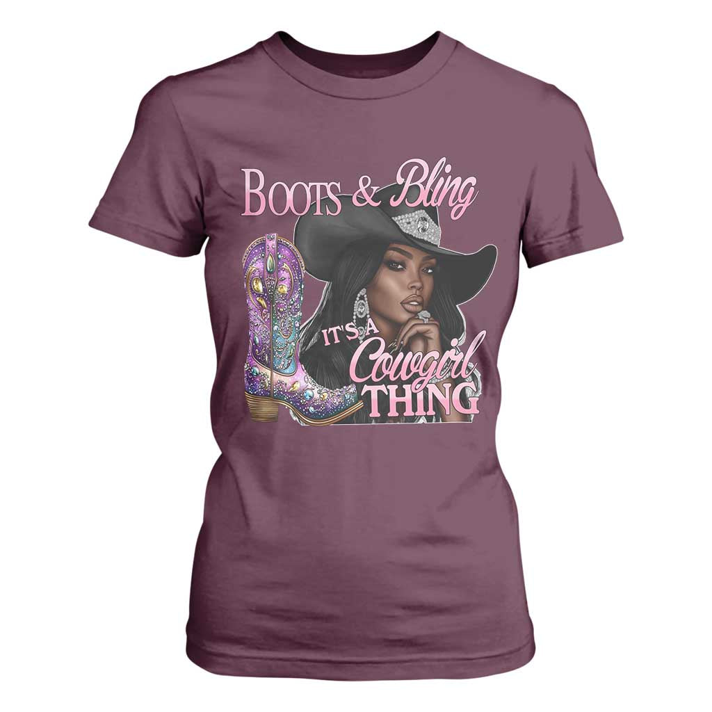 Melanin Cowgirl Boots & Bling T Shirt For Women It's A Cowgirl Thing Black Girls