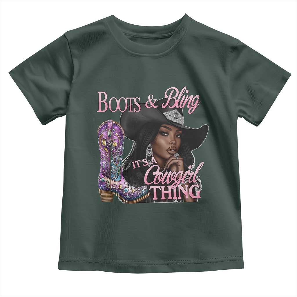 Melanin Cowgirl Boots & Bling Toddler T Shirt It's A Cowgirl Thing Black Girls