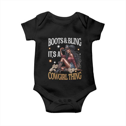 African Melanin Cowgirl Baby Onesie Boots & Bling It's A Cowgirl Thing Black History