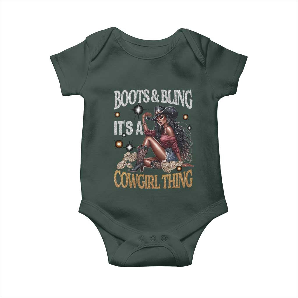 African Melanin Cowgirl Baby Onesie Boots & Bling It's A Cowgirl Thing Black History