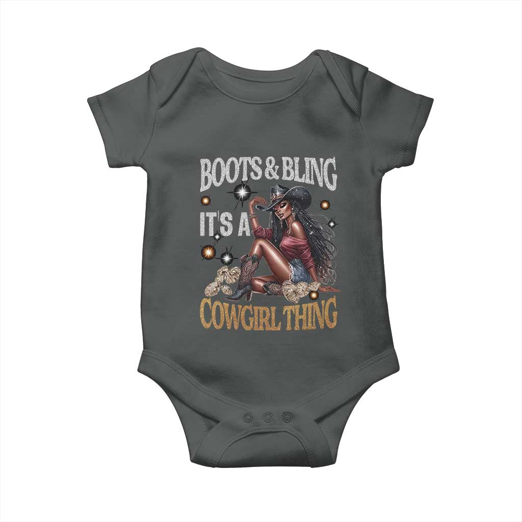 African Melanin Cowgirl Baby Onesie Boots & Bling It's A Cowgirl Thing Black History