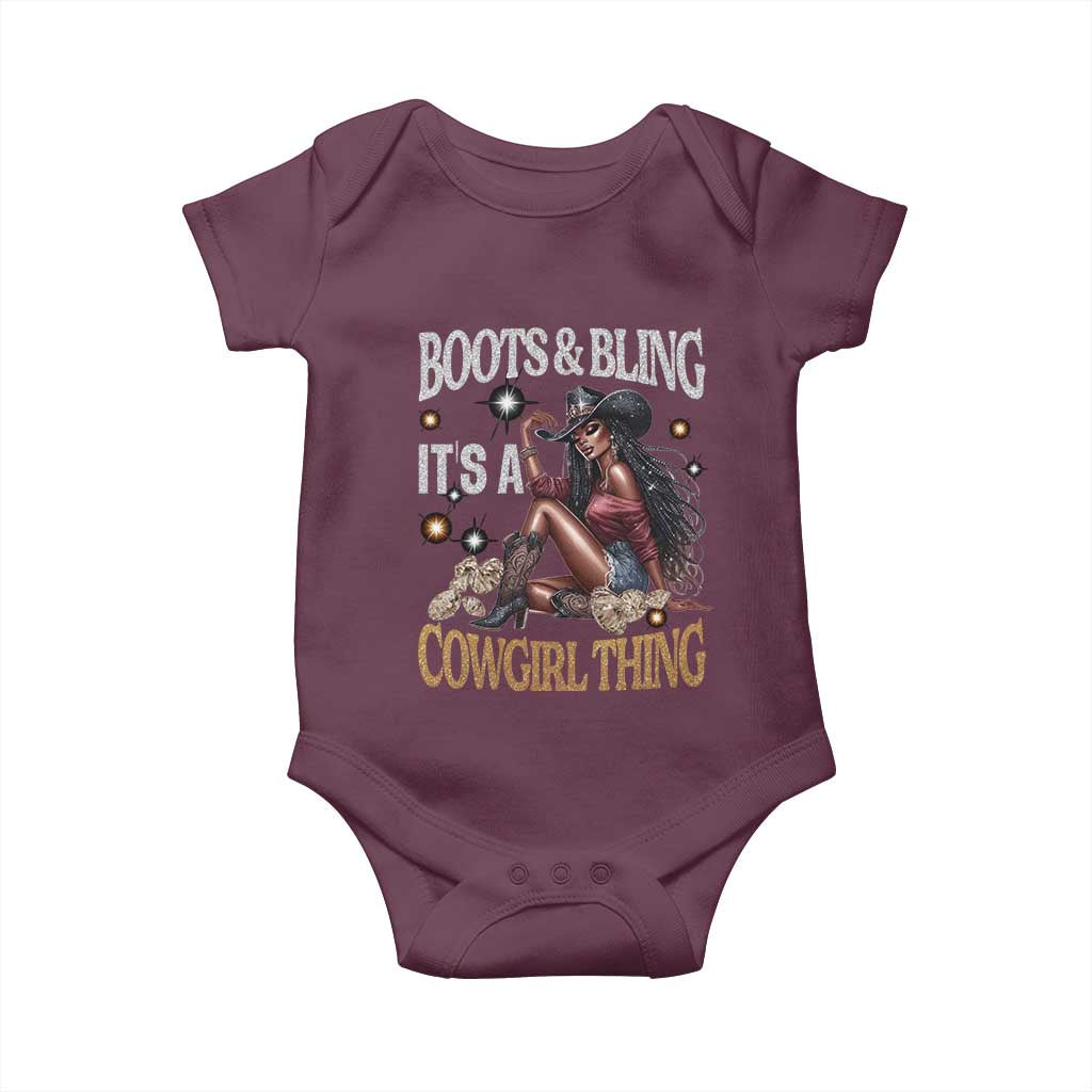 African Melanin Cowgirl Baby Onesie Boots & Bling It's A Cowgirl Thing Black History