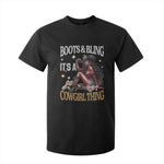 African Melanin Cowgirl T Shirt For Kid Boots & Bling It's A Cowgirl Thing Black History