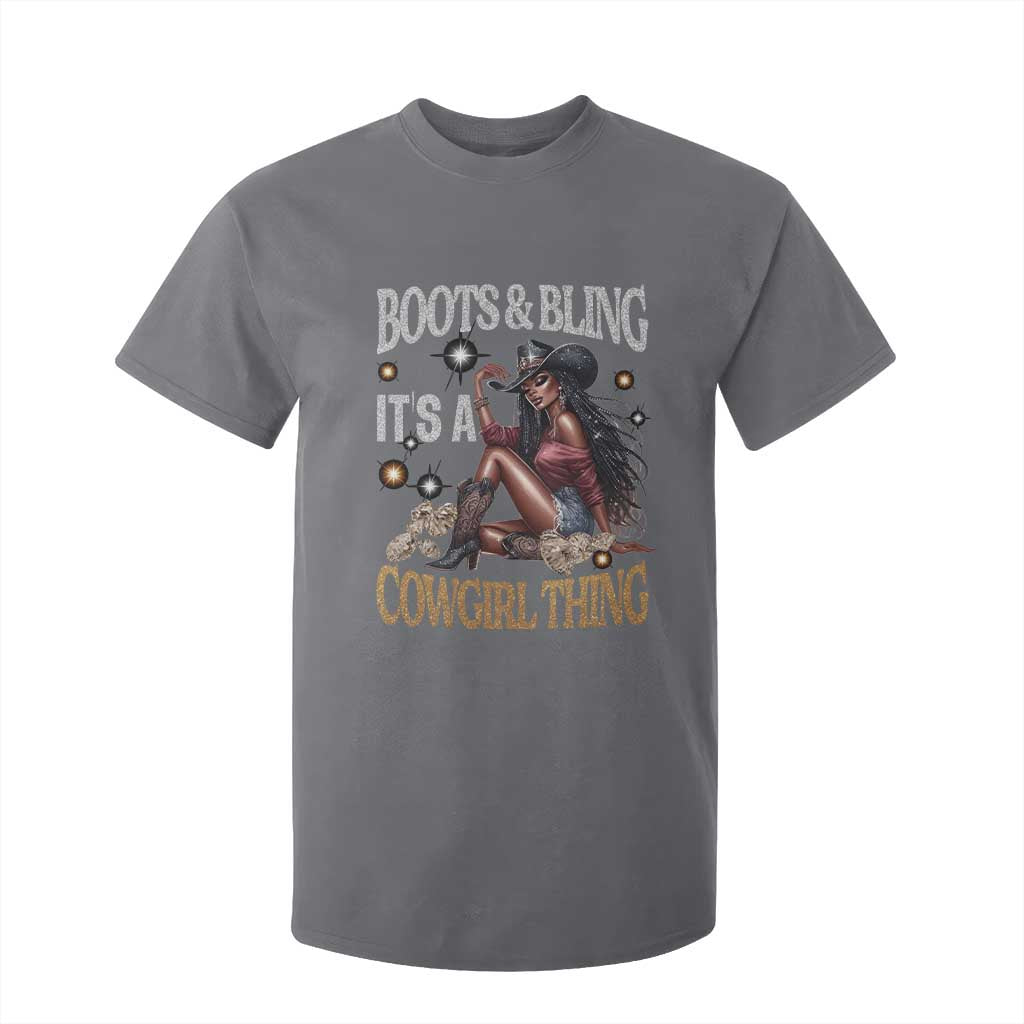 African Melanin Cowgirl T Shirt For Kid Boots & Bling It's A Cowgirl Thing Black History