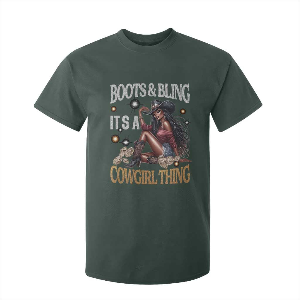 African Melanin Cowgirl T Shirt For Kid Boots & Bling It's A Cowgirl Thing Black History