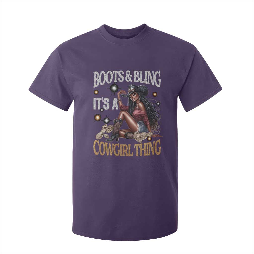 African Melanin Cowgirl T Shirt For Kid Boots & Bling It's A Cowgirl Thing Black History