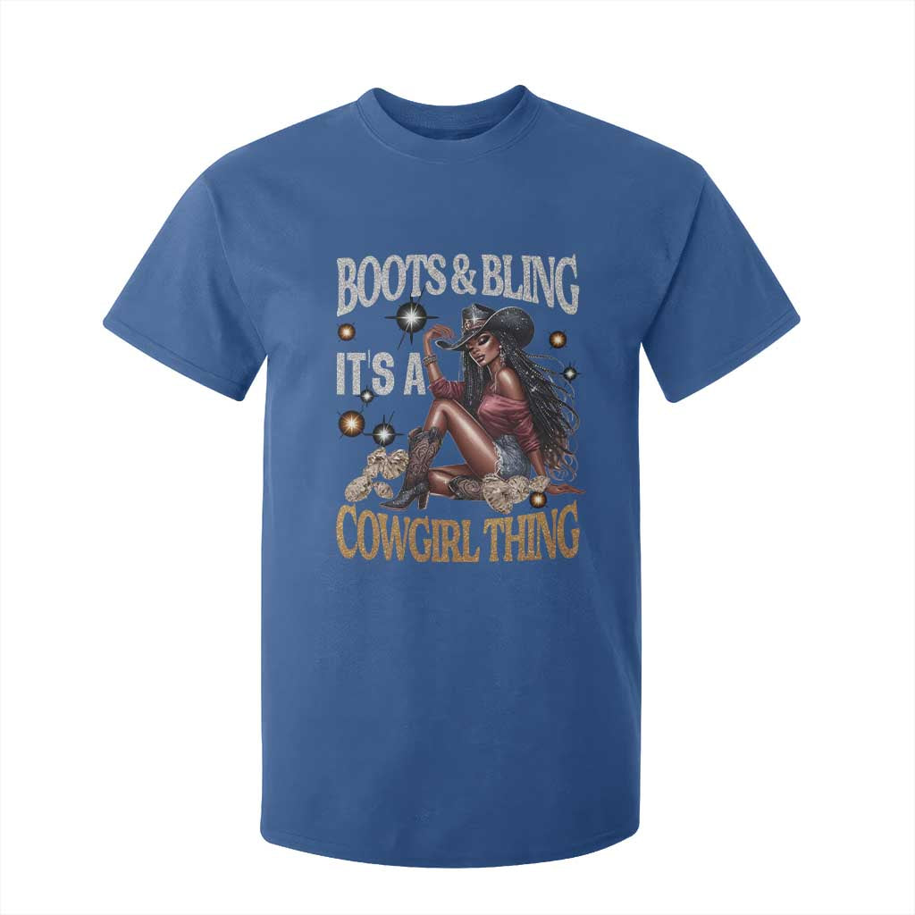 African Melanin Cowgirl T Shirt For Kid Boots & Bling It's A Cowgirl Thing Black History