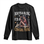 African Melanin Cowgirl Long Sleeve Shirt Boots & Bling It's A Cowgirl Thing Black History
