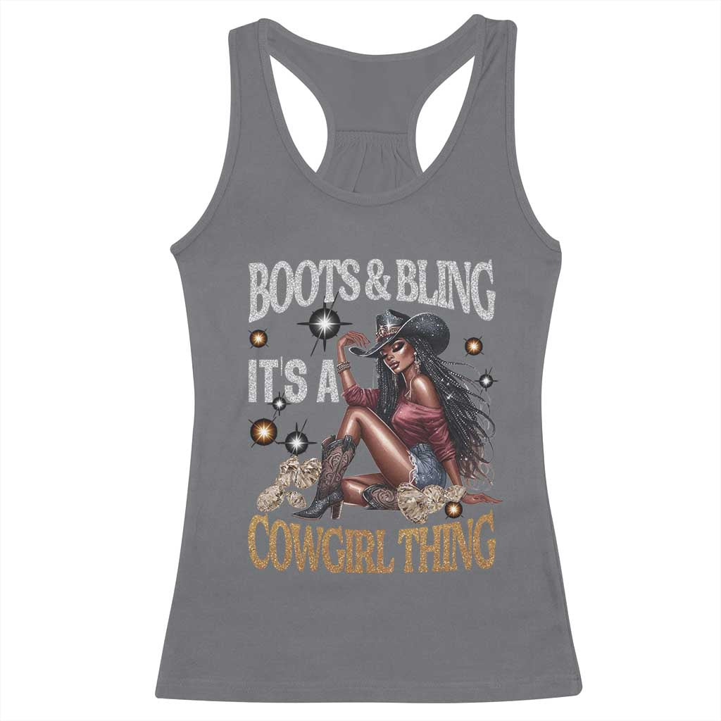 African Melanin Cowgirl Racerback Tank Top Boots & Bling It's A Cowgirl Thing Black History