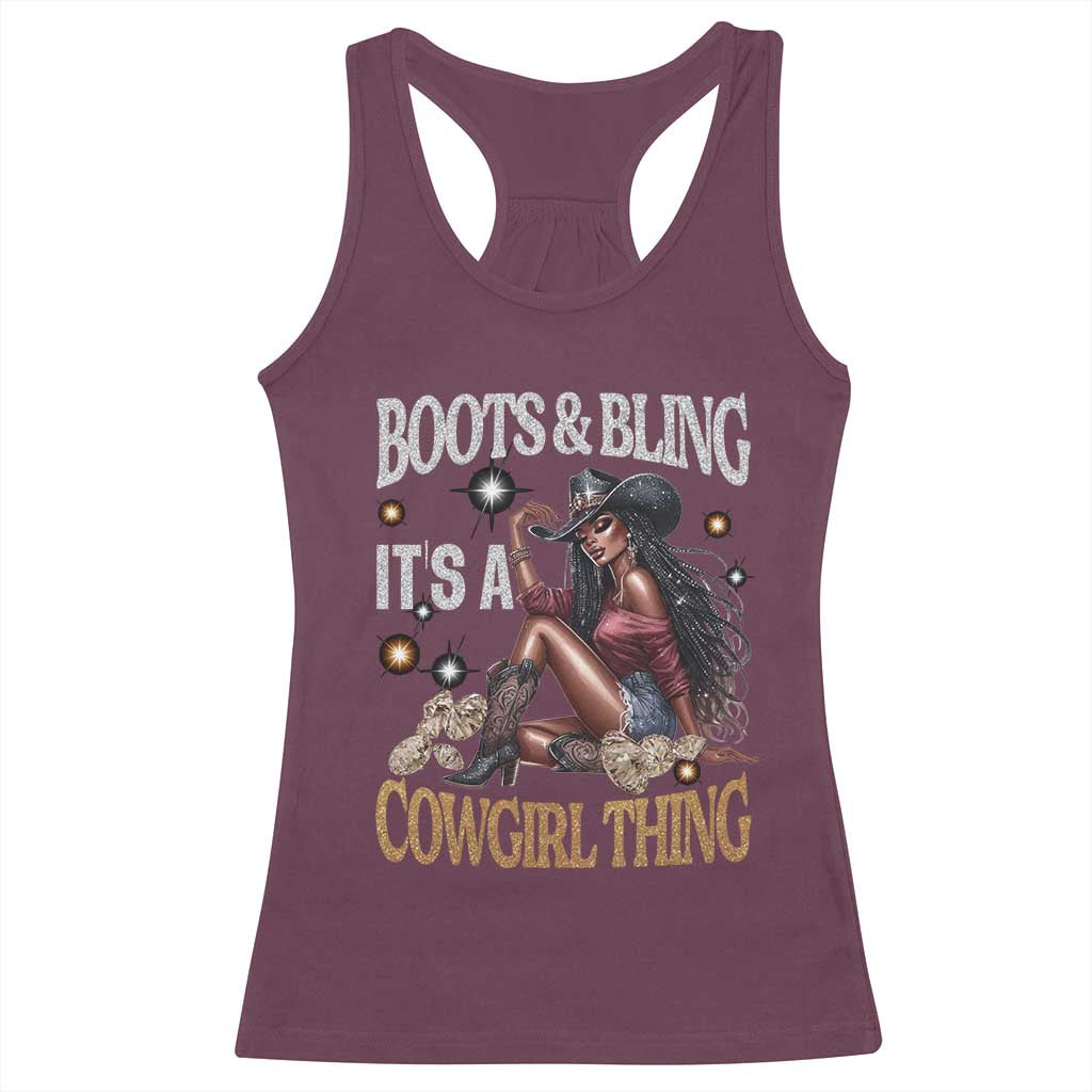 African Melanin Cowgirl Racerback Tank Top Boots & Bling It's A Cowgirl Thing Black History