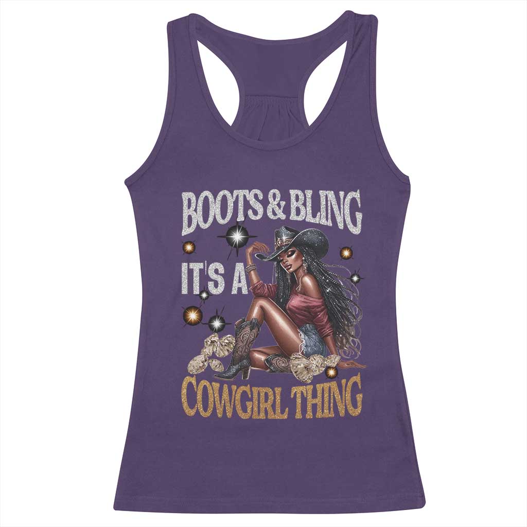 African Melanin Cowgirl Racerback Tank Top Boots & Bling It's A Cowgirl Thing Black History