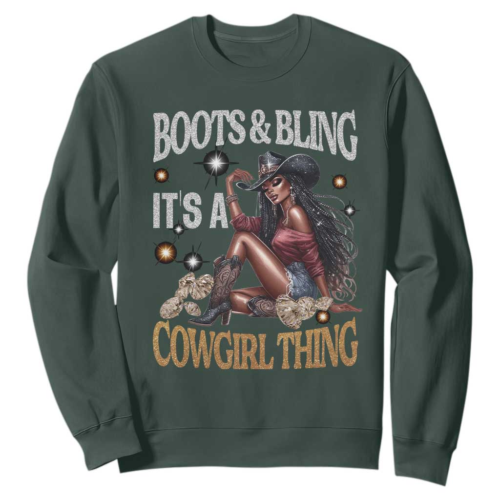 African Melanin Cowgirl Sweatshirt Boots & Bling It's A Cowgirl Thing Black History