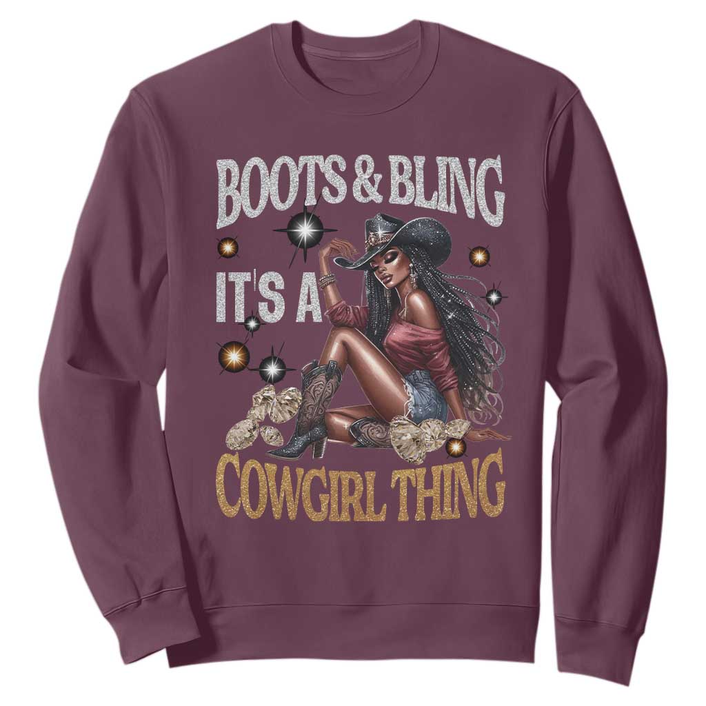 African Melanin Cowgirl Sweatshirt Boots & Bling It's A Cowgirl Thing Black History