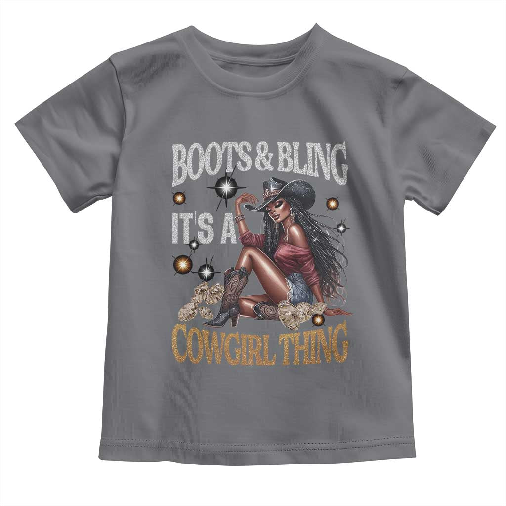 African Melanin Cowgirl Toddler T Shirt Boots & Bling It's A Cowgirl Thing Black History