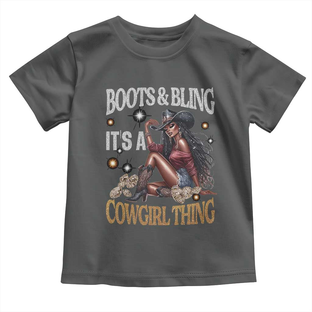 African Melanin Cowgirl Toddler T Shirt Boots & Bling It's A Cowgirl Thing Black History