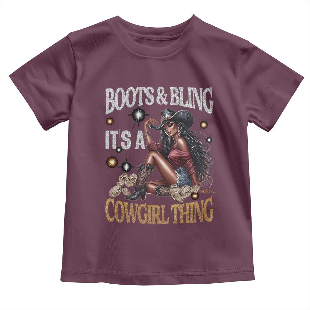 African Melanin Cowgirl Toddler T Shirt Boots & Bling It's A Cowgirl Thing Black History