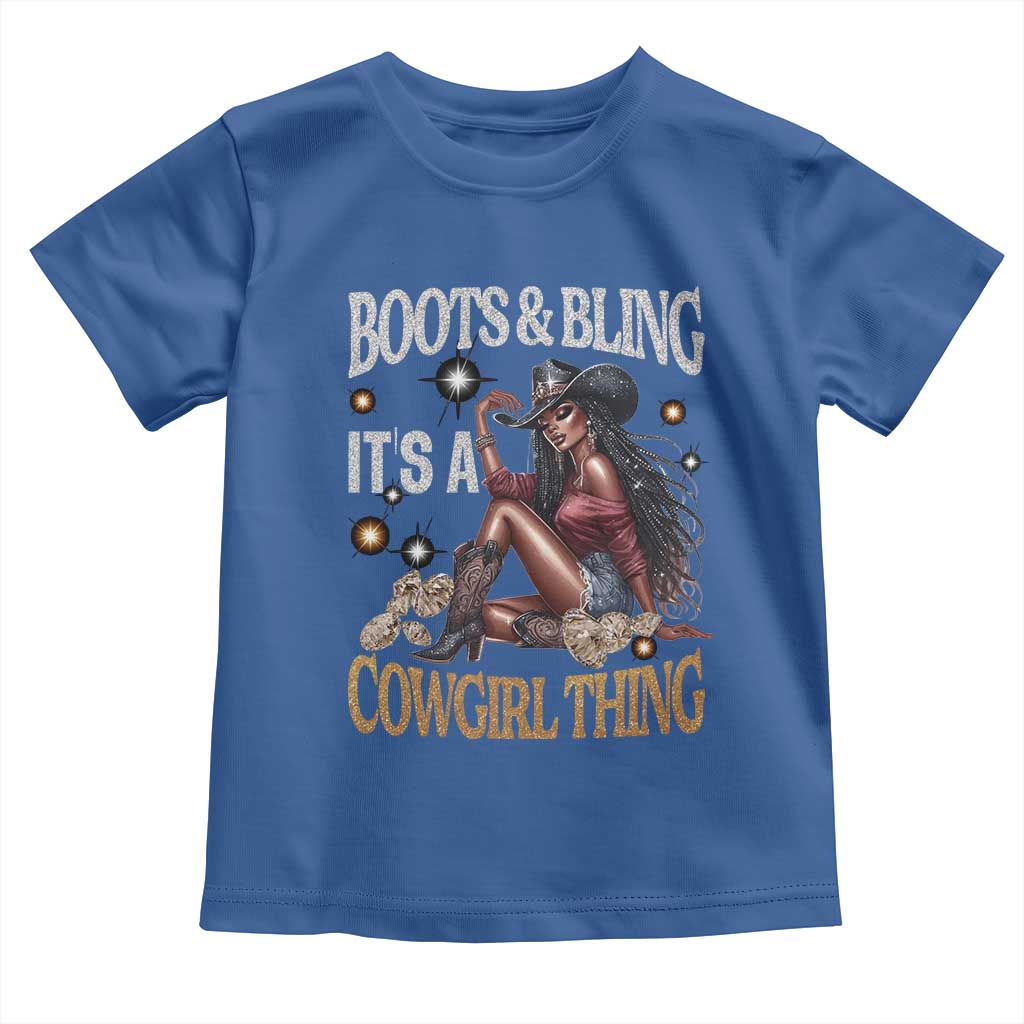 African Melanin Cowgirl Toddler T Shirt Boots & Bling It's A Cowgirl Thing Black History