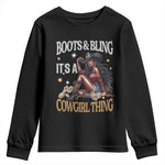 African Melanin Cowgirl Youth Sweatshirt Boots & Bling It's A Cowgirl Thing Black History