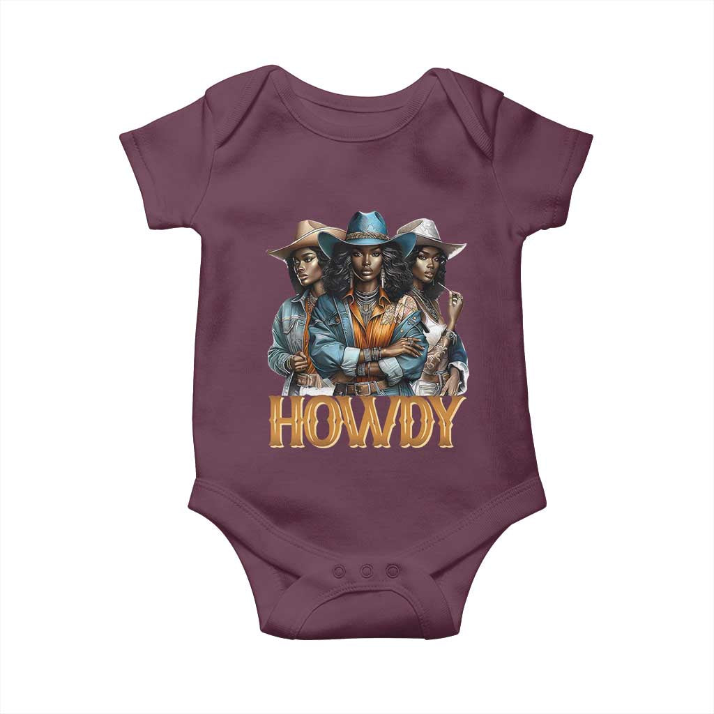 Howdy Melanin Cowgirl Baby Onesie Retro Western Rodeo Cowgirls Black History