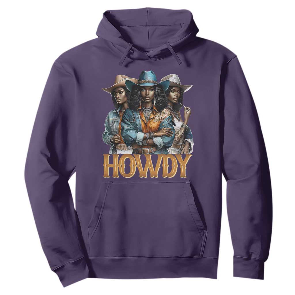 Howdy Melanin Cowgirl Hoodie Retro Western Rodeo Cowgirls Black History